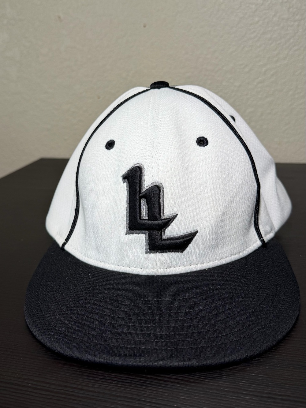 MLB Black & White Fitted Baseball Hat with Raised Logo